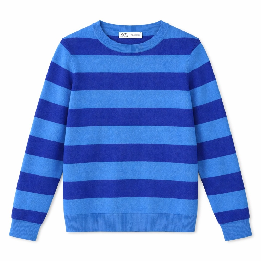 Zara Boys Blue‎ Striped Knit Sweater XL